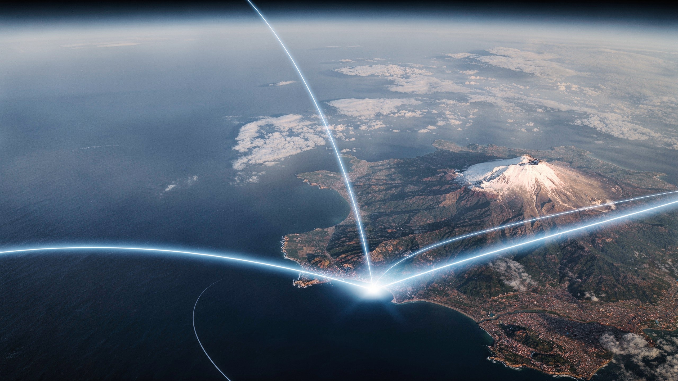 Satellite view of Sicily and the Mediterranean Sea