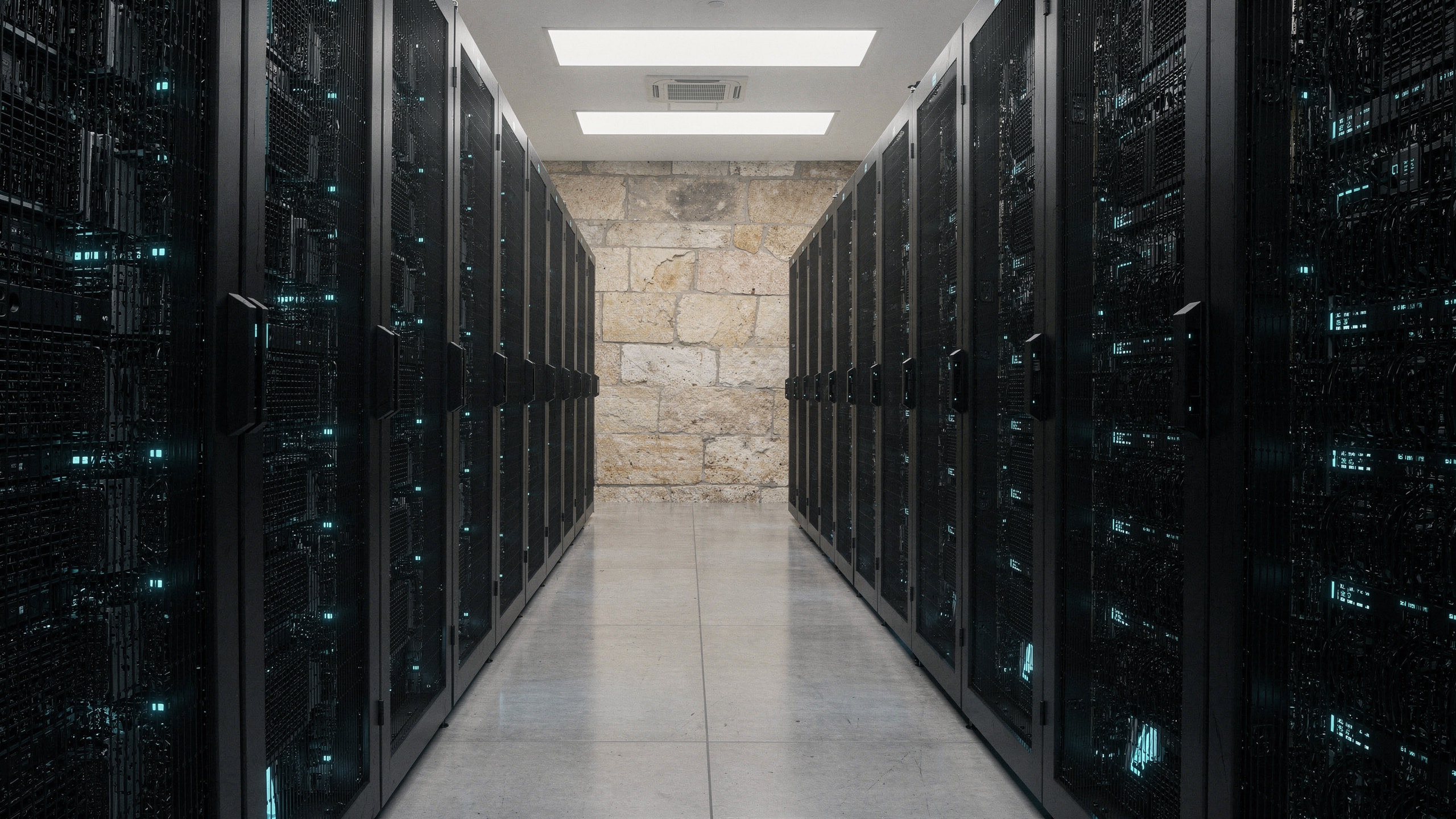 High-density GPU data center aisle